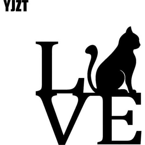 YJZT 11.6CM*13CM CAT LADY LOVE VINYL DECAL CAR STICKER ART KITTEN Black Silver C10-02351