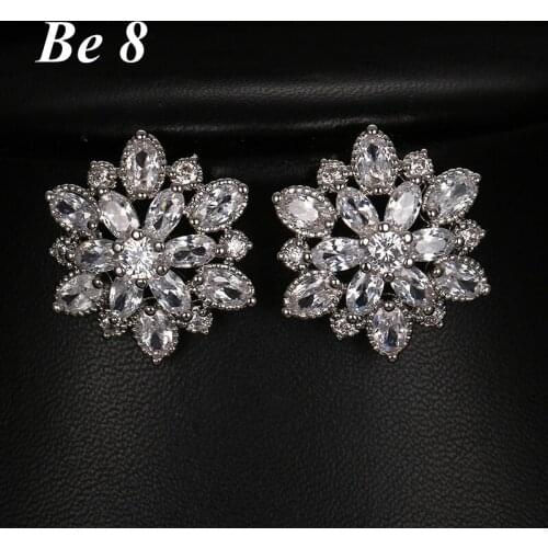 Be8 Brand Flower Shape Crystal Stud Earrings for Women Trendy Jewelry Travel Party Show Brincos Pendientes Brinco Feminino E-226