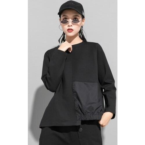 Women y2k tops Cotton Office Lady Full Patchwork O-Neck hoodies Euro-America dark style womens clothing