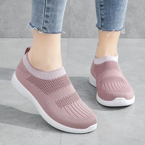 Women Shoes Knitting Sock Sneakers Women Spring Summer Slip On Flat Shoes Women Plus Size Loafers Flats Walking