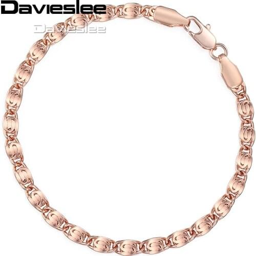 Davieslee Womens Bracelet Chain 585 Yellow White Rose Gold Filled Snail Link 4mm 18cm 20cm 23cm LGB263
