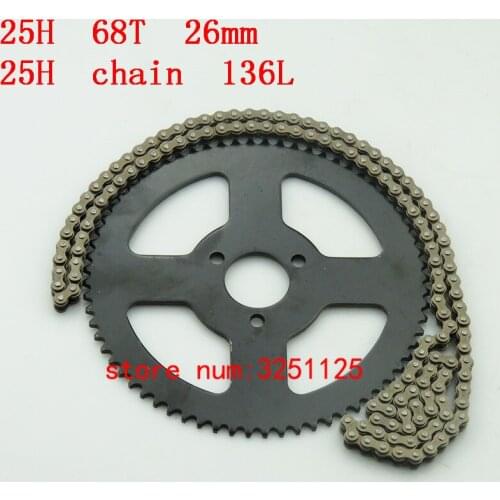 25H 136L links Chain Spare Master Link with 68T tooth rear sprocket For 47cc 49cc Mini Dirt ATV Motor Pocket Bike Motocross