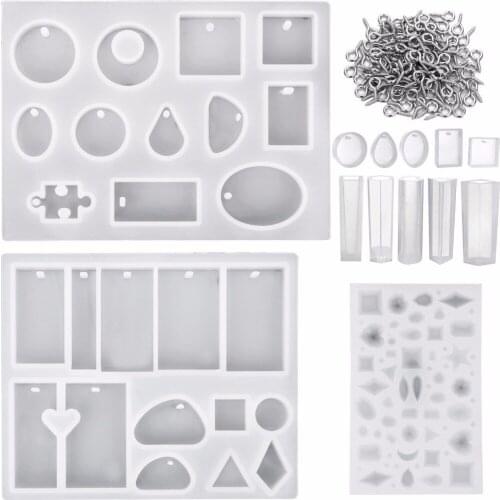 13pcs Pendant Making Silicone Molds with 100pcs Mini Screw Eye Pins Set DIY Assorted Designs Set Jewelry Making Decoration Tools