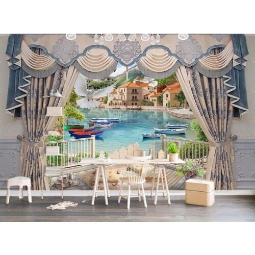 Custom mural 3d wallpaper picture Europe type curtain living room home decor painting 3d wall murals wallpaper for walls 3 d