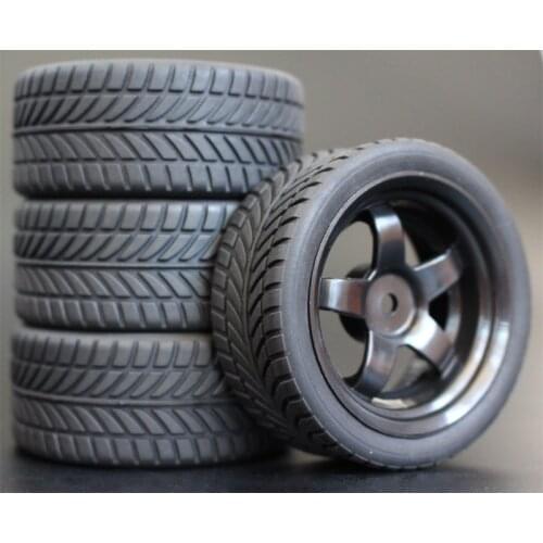 4pcs 1/10 On-Road Car Tires 26*64MM Plastic Wheel Rim Rubber Tyre 6030 for HSP Tamiya HPI Kyosho Sakura 94122 94123 D3 D4 tt02