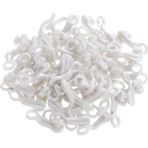 50/100Pcs Shape Rod Slides Curtain Rail Track Gliders Hook For Window Door Shower Curtains Curtain Hooks