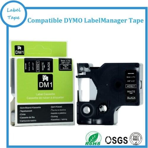 5pk Dymo D1 label tape 40921 D1 Cartridge 9mm*7m White on Black Label Tape 3/8'' x 23