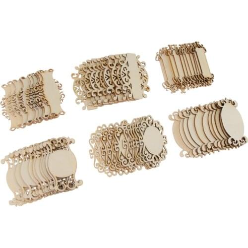 Pieces of 72 Unfinished Blank Mirror Wooden Slices Hanging Gift Tags Home Decorations