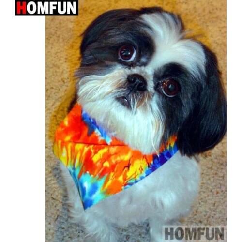 HOMFUN Full Square/Round Drill 5D DIY Diamond Painting "Animal dog" 3D Diamond Embroidery Cross Stitch Home Decor A19452