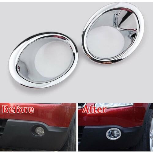 BBQ@FUKA Chrome Front Fog Lights Lamp Hoods Covers For Nissan Qashqai 2010-2013 Qashqai+2