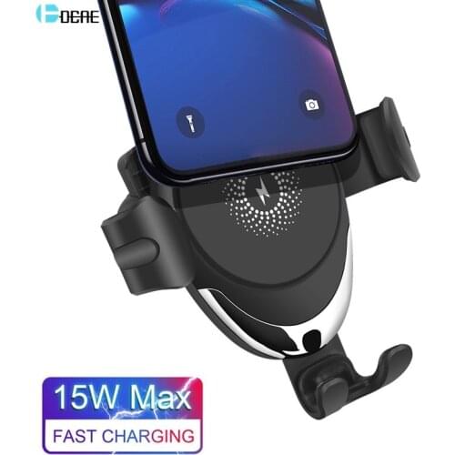 DCAE Qi Wireless Car Charger for iPhone 11 Pro XS Max XR X 8 Air Vent Gravity Phone Holder 15W Fast Charging For Samsung S10 S20