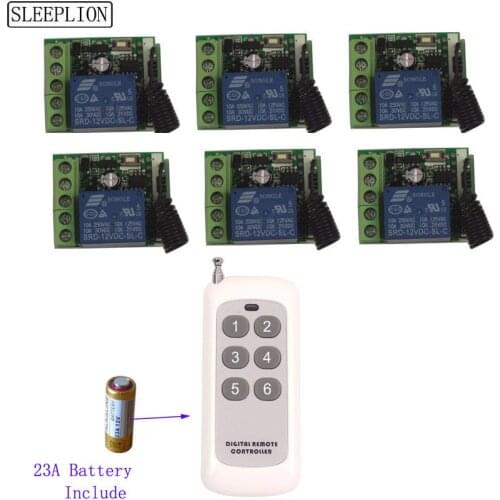 Sleeplion 12V 1CH Relay ON OFF Wireless Remote Light ON OFF Control Transmitter 6 Receiver Toggle Delay Time Multi Remote Switch