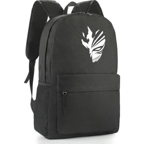 Bleach Kurosaki Ichigo Mask Printing Anime Black Nylon School Backpacks Japanese Anime Fans Gift Backpack Student Bag