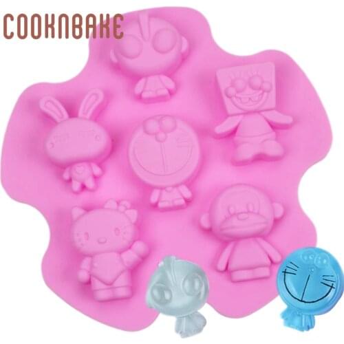 COOKNBAKE Rabbit Silicone Mould for Handmade Soap 6 Cavity Cartoon Animal Chocolate Jello Bakeware Monkey Cake Baking Pan