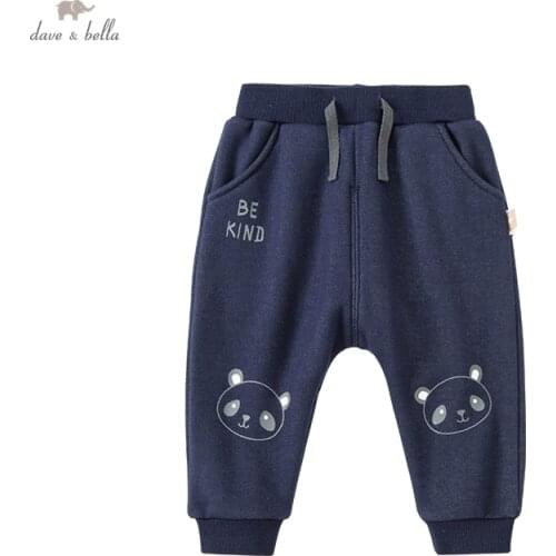DBA18741-2 dave bella winter baby boys fashion cartoon pockets pants children full length kids boy pants infant toddler trousers