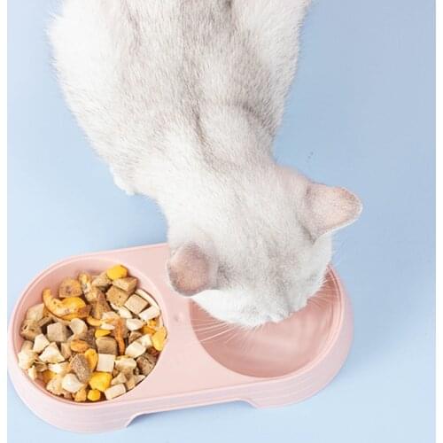 Double Cat Bowl Pet Small Dog Bowls Travel Outdoor Plastic Easy Clean Food Water Plate Drinking Feeder Pets Dish Puppy Suppliers