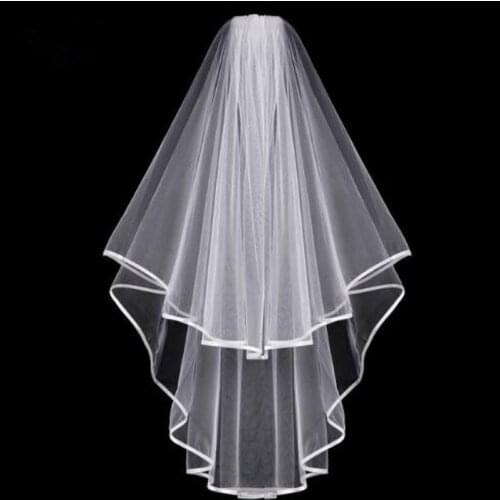 White Ivory Two Layer Short Wedding Veil Bridal Bride Bride Veils 2021