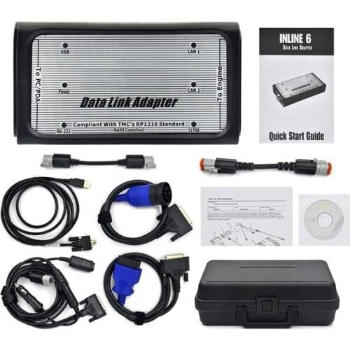 Truck Diagnostic INLINE 6 Data Link Adapter Heavy Duty Diagnostic Tool Scanner Full 8 cable interface inline6 Free Ship