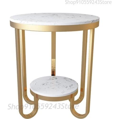 Italian Style Light Luxury Stainless Steel Side Table Living Room Sofa Corner Table Home Round Simple Modern Marble Small Coffee