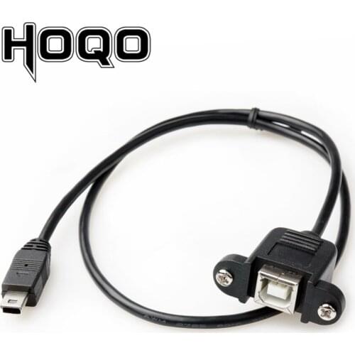 Mini USB to USB 2.0 B Type Female Cable with Panel Mount for PC Sync Date Charge Mini USB Male to Type-B Female Extension Cord