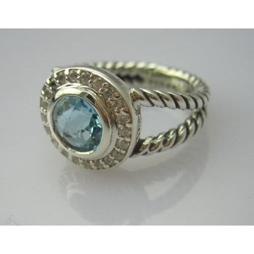 925 Silver Jewelry 8mm Turquoise Ring Gemstone Ring Brand Jewelry Woman Ring Amethyst Black Onyx Blue Topaz Citrine Ring