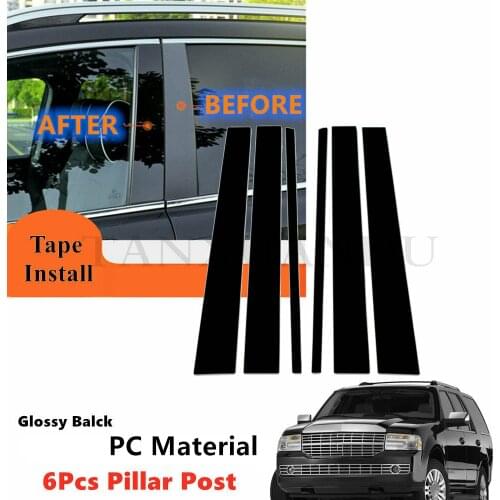Fit For Lincoln Navigator 1998-2017 Ford Expedition 1997-2017 Door Window Applique Trim Pillar Post Cover Piano Black 6Pcs Kit F