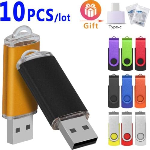 10pcs/lot Pen Drive Metal Pendrive 2.0 32GB 128GB 16GB 8GB 4GB High Speed Usb Flash Drive Usb Memory Stick Disk Free Custom Logo