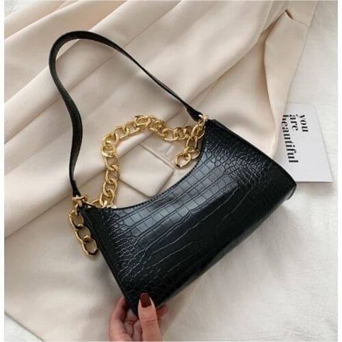 Fashion All-match Womens Shoulder Bag Crocodile Pattern Underarm Bag Temperament Chain Handbag Trend Zipper Bags for Women 2021