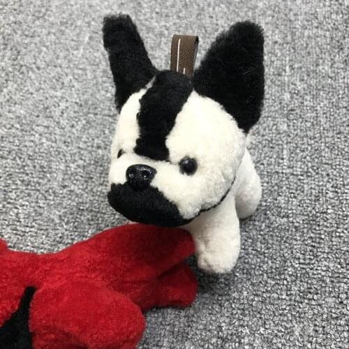 MPPM Real Sheepskin Fur French Bulldog Keychain For Women Bag Charm Car Pendant Keyring