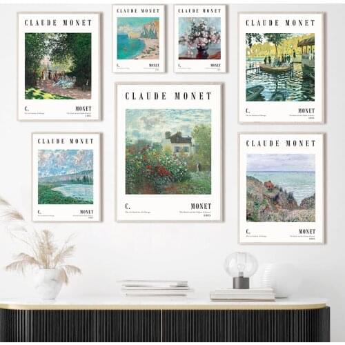 Monet Gallery Exhibition Manor Plant Sea Wall Art Canvas Painting Nordic Posters And Prints Wall Pictures For Living Room Decor