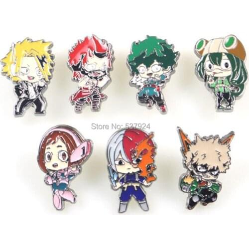 New 20Pcs My Hero Academia Bakugou Katsuki Todoroki Shoto Midoriya Izuku Alloy Brooch Lapel Pin Action Figure Toy