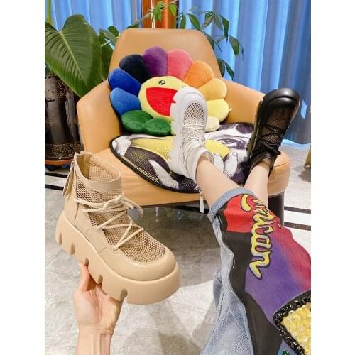 Thick Bottom Mesh Breathable Womens Boots Spring And Summer New Fashion All-Match Motorcycle Short Boots