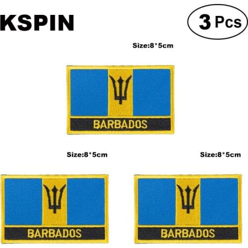 Barbados Rectangular Shape Flag patches embroidered flag patches national flag patches for clothing DIY Decoration