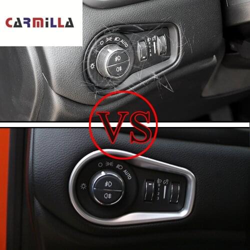 Fit For Jeep Renegade 2015 2016 2017 2018 Chrome Headlight Fog Light Lamp Adjust Button Instrument Switch Panel Cover Trim