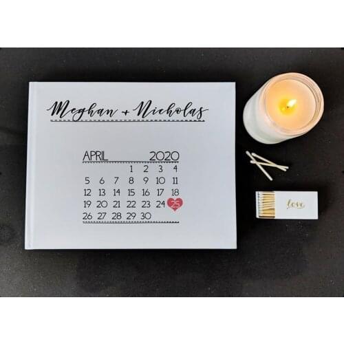 Custom Calendar Guest Book Wedding Calendar Sign In Guest Book, personalise Hardcover Wedding Guestbook Unique Guest Book