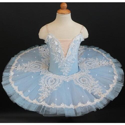 Blue Sequined Professional Ballet Tutu Women Adult Ballet Dress Girls Kids Stage Wear Swan Lake Dance Ballerina Costumes Wear