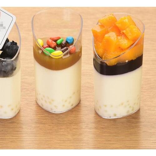 24pcs 80ml Transparent Bevel Tiramisu Cups Plastic Pudding Cup Disposable Dessert Container