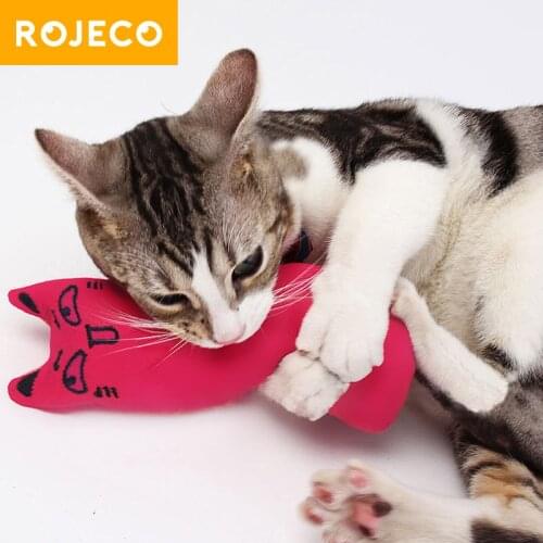 ROJECO Cat Toy Funny Interactive Plush Toys Catnip Teeth Grinding for Cats Cute Kitten Chewing Vocal Toy Pet Plush Thumb Pillow