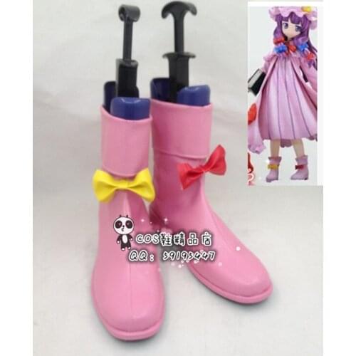 Touhou Project Patchouli Pink Short Cosplay Shoes Boots X002