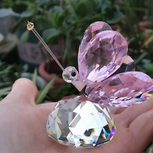 Crystal Butterfly Paperweight Animal Crafts Glass Ornament Natural Stone Figurine Home Car Decoration Miniature Souvenir Gifts