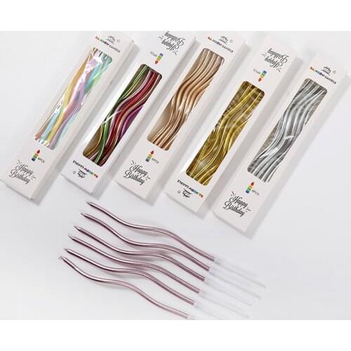 6pcs/box Long Pencil Cake Candle Safe Flames Kids Birthday Party Wedding Candle Favor Supplies Spiral Candle Cake Decorations