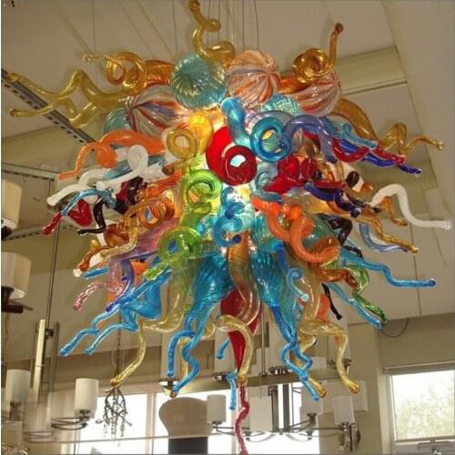 Handicraft Art GLass Lighting LED Blown Glass Chandelier Lighting Hand Blown Murano Glass Ceiling Lights Designer