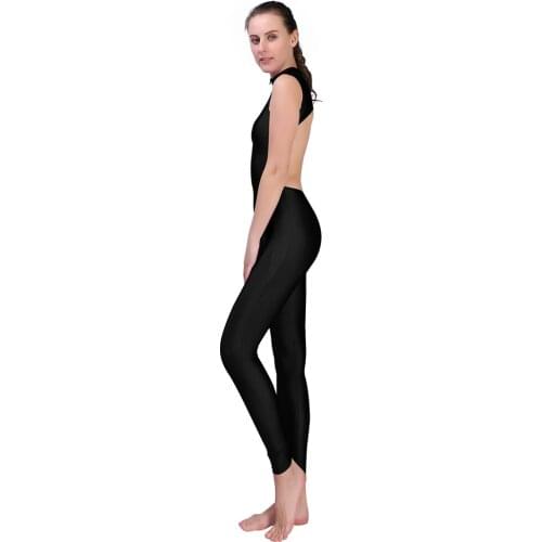 AOYLISEY Adult Dance Sleeveless Unitard for Women Spandex Jumpsuits Open Back Suit Turtleneck gymnastic unitards Men Dance Wear