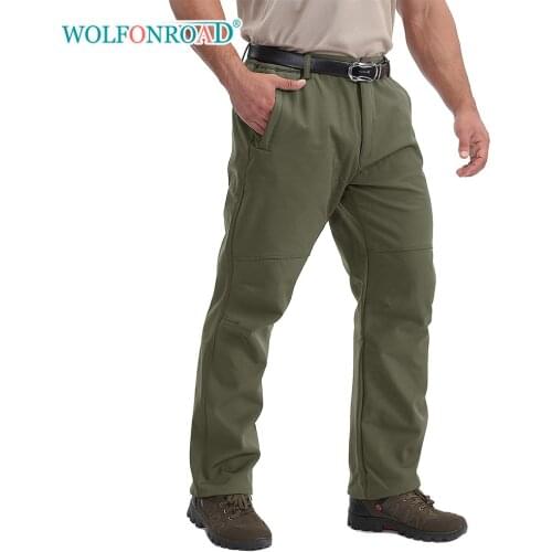 WOLFONROAD Outdoor Waterproof Mens Fleece Pants Outdoor Winter Windproof Pants Hiking Trousers Camping Army Tactical Pants Male