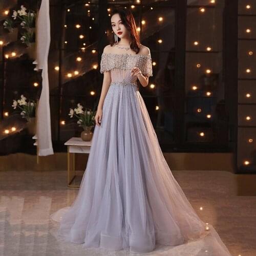 Evening Dress 2020 New Banquet Annual Meeting Dress Elegant Temperament Long Model Host Birthday Photo Fairy Dress