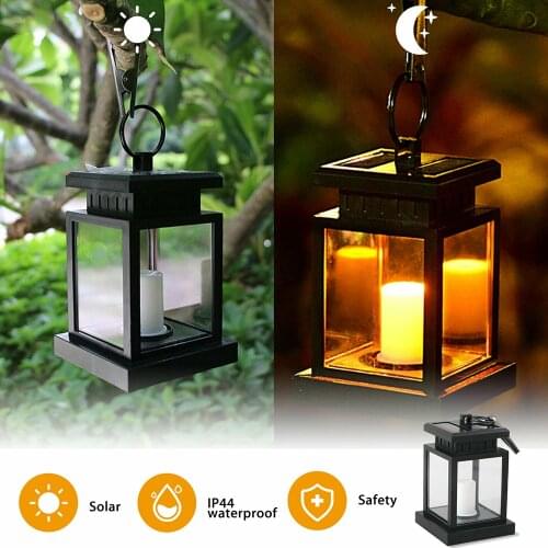 Waterproof Outdoor Solar Lantern Hanging Light LED Flameless Candle Lights Yard Patio Garden Lamp Home Wedding Party Decoration