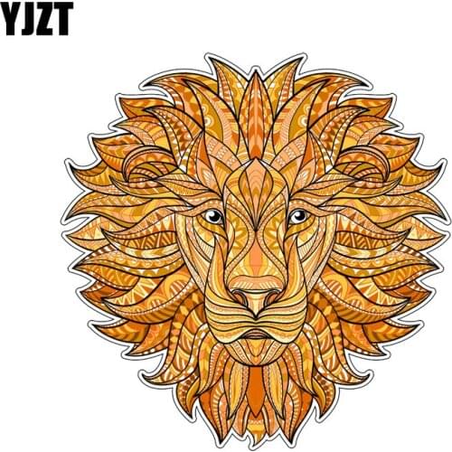 YJZT 13.4CM*13.4CM Personality Lion Head Print PVC Motorcycle Car Sticker 11-00633