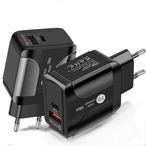 Quick Charge 3.0 USB Charger for Huawei Mate 30 Samsung A50 A70 Tablet QC 3.0 Fast Wall Chargers 18W PD Plug Adapte for iPhone11