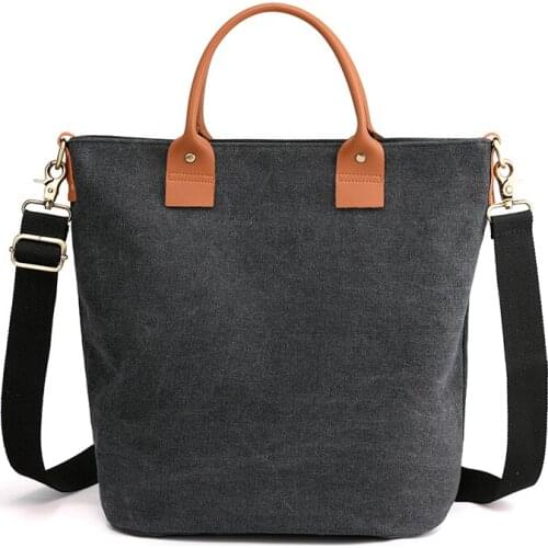 Women Fashion Handbags Large Capacity Single Shoulder Messenger Bags Ladies Top-handle Bags 2021 Simple Canvas Crossbody Bags