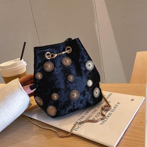 Womens bags Female bag One Shoulder bag Messenger Bag velvet Woollen cloth chain bucket bag mini bag ladies bag small bag